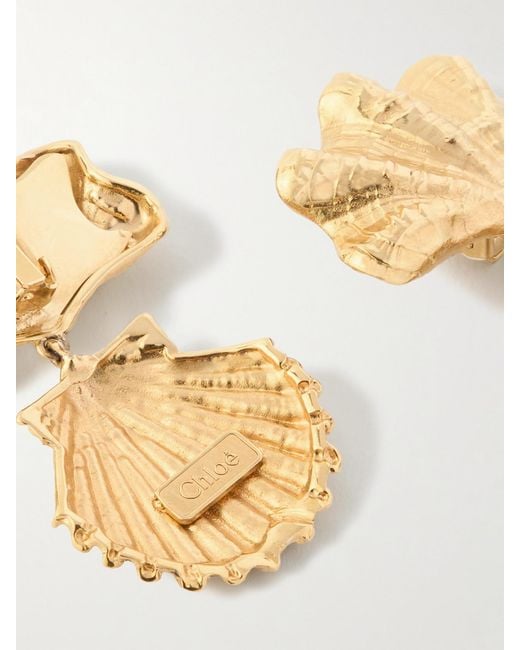 Chloé Metallic Shell-Tone Clip Earrings