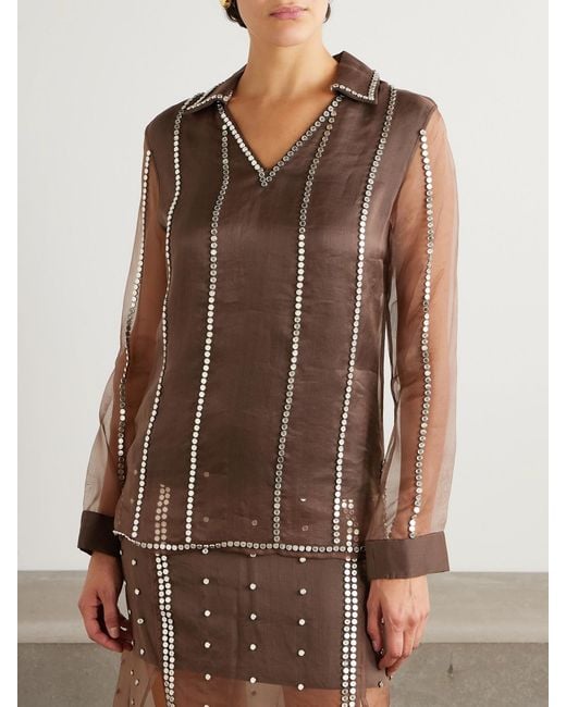 Wales Bonner Brown Presence Studded Organza Blouse