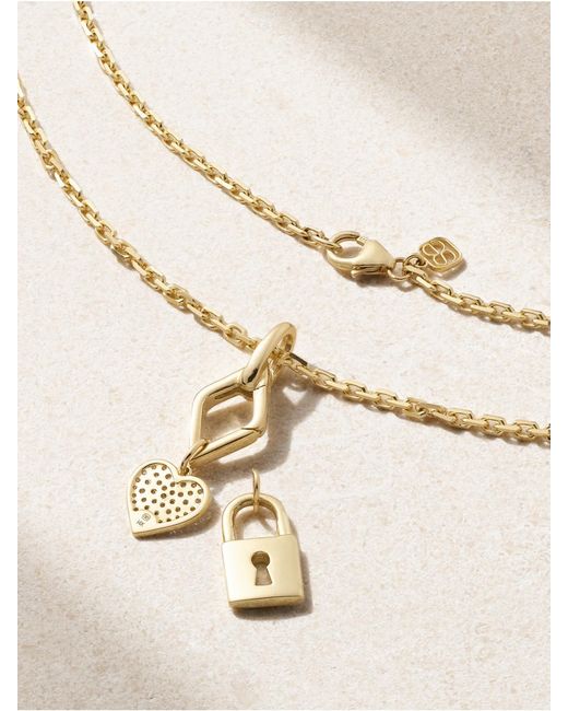 Sydney Evan Natural Lock And Heart 14-Karat Diamond Necklace