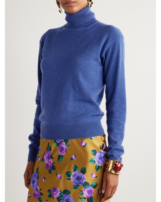 Saint Laurent Blue Rollkragenpullover Aus Einer Kaschmir-Wollmischung