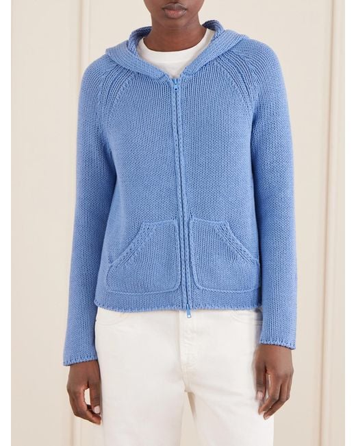 Still Here Blue Bear Knitted Cotton Zip-Up Hoodie