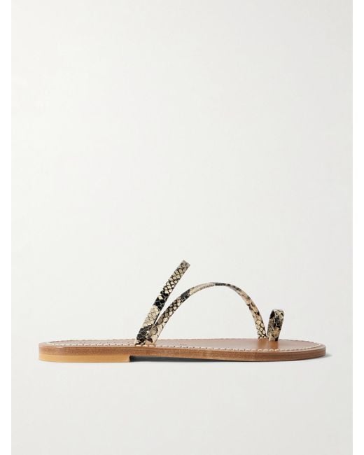 K. Jacques Multicolor Actium Snake-Effect Leather Slides