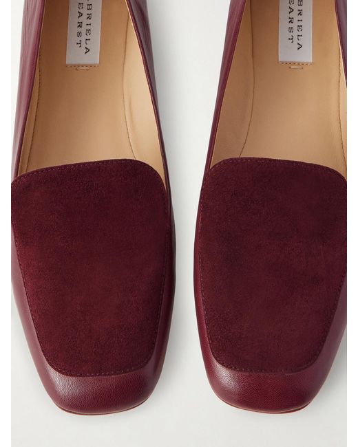 Gabriela Hearst Red Aveda Suede-Trimmed Leather Loafers