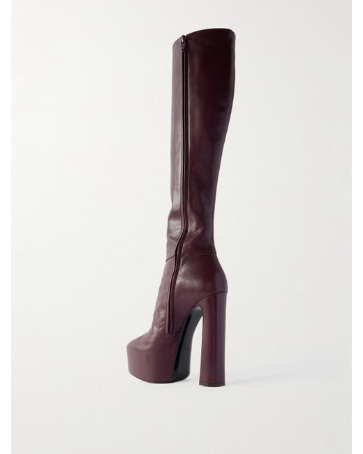 Saint Laurent Red Nico Overknees Aus Leder
