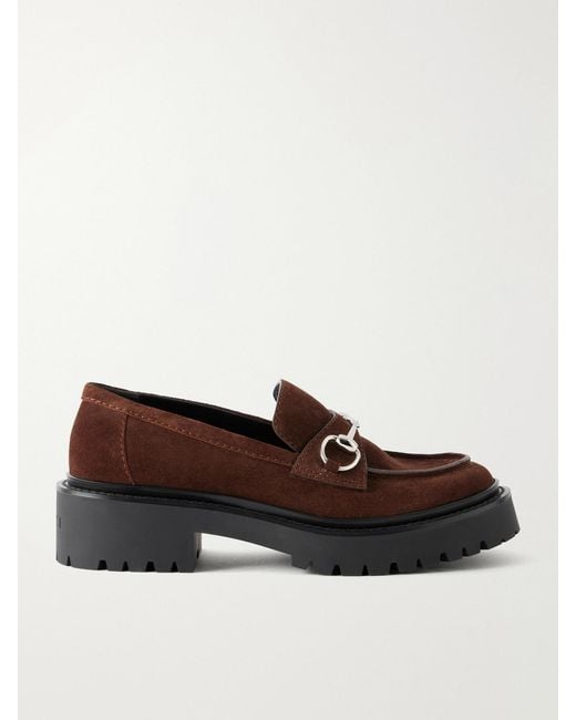 Gucci Brown Rhody Horsebit-Detailed Suede Loafers