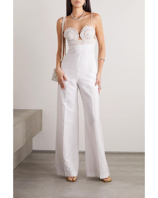 Stella McCartney White Broderie Anglaise And Crepe Jumpsuit