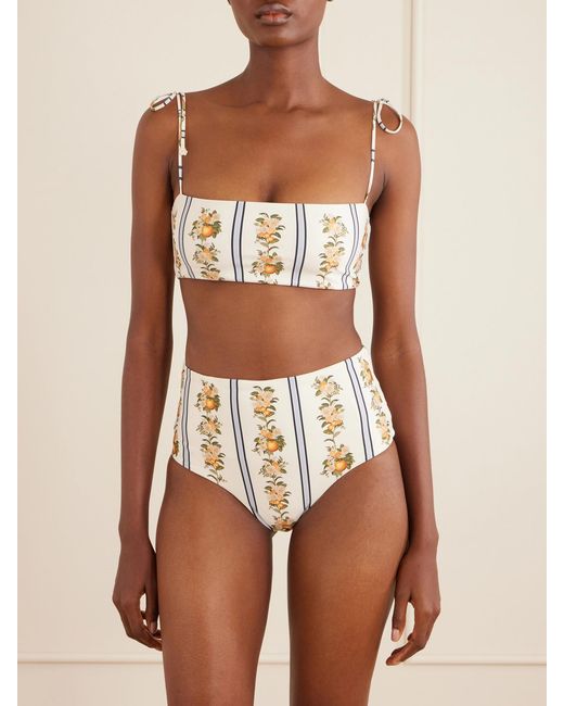 Agua Bendita White Valle Printed Stretch Recycled Bikini Briefs