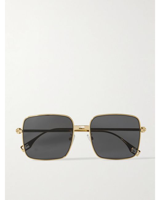 Fendi Gray Baguette Square-Frame-Tone Sunglasses