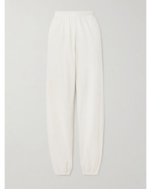 ÉTERNE White Vinny Embroidered Tapered Cotton-Jersey Track Pants