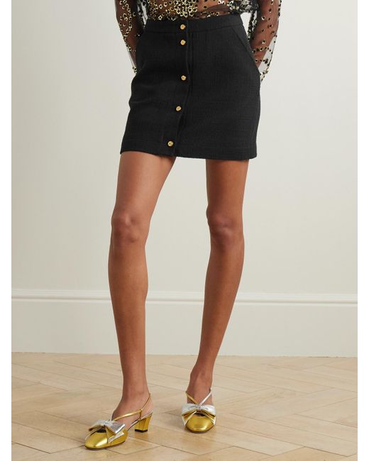 Blazé Milano Black Missy Appaloosa Cotton-Blend Tweed Mini Skirt