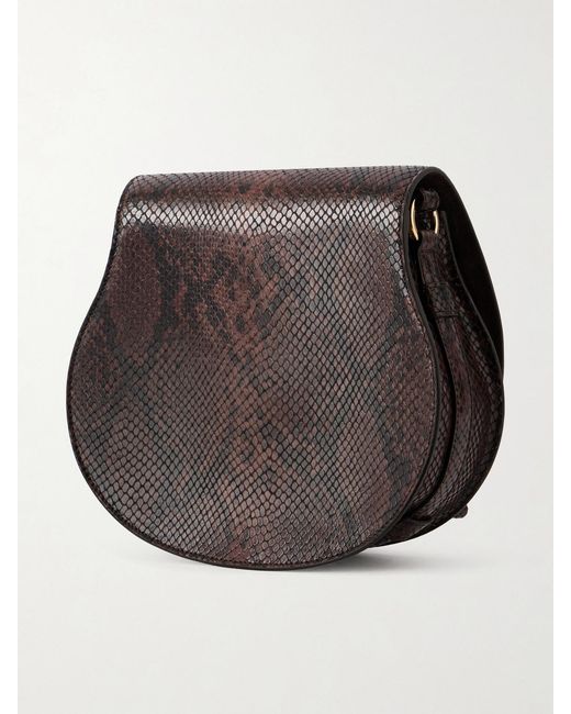 Chloé Brown Marcie Snake-Effect Leather Shoulder Bag
