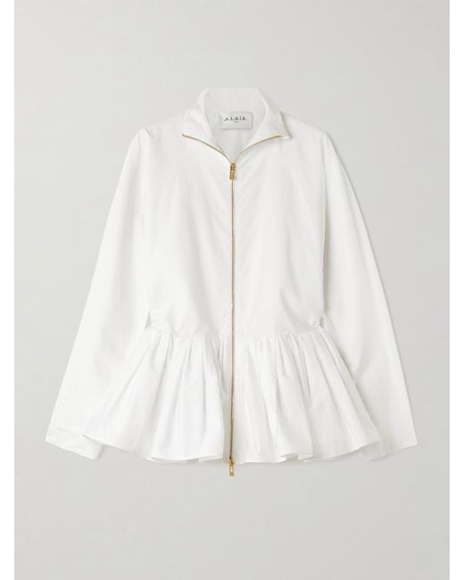 Alaïa White Cotton Peplum Jacket