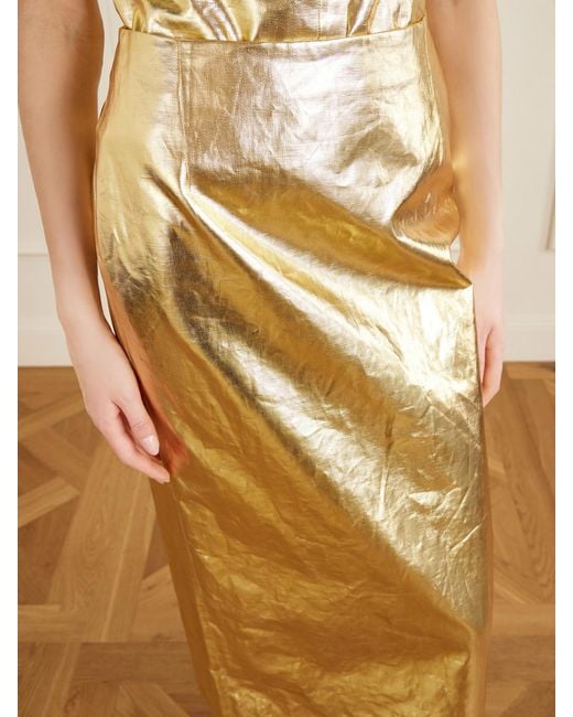 Gabriela Hearst Yellow Manuela Linen Midi Skirt