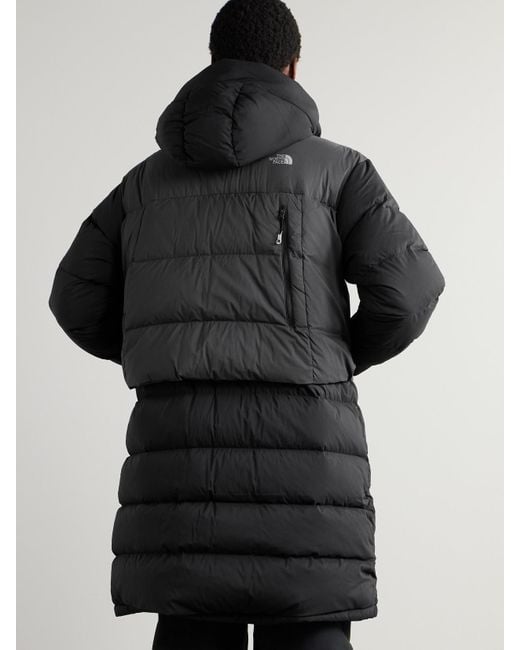 The North Face Black Printed Paneled Quilted Shell Hooded Down Jacket