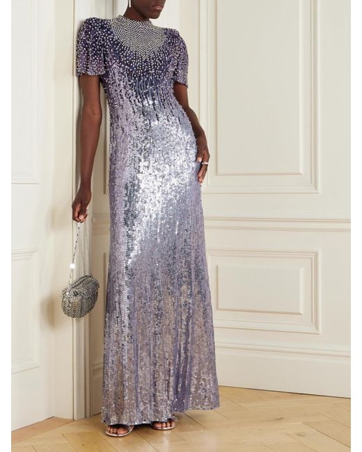 Robe Du Soir En Tulle À Ornements Jourdain Jenny Packham en coloris Purple