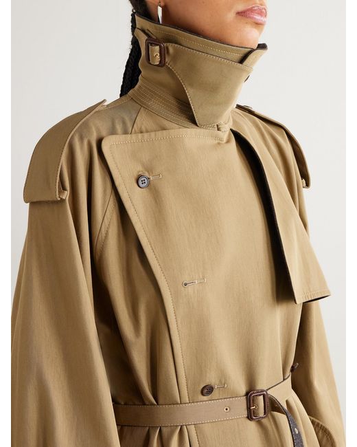 Carven Natural Double-Breasted Wool-Felt Trimmed Cotton-Blend Twill Trench Coat
