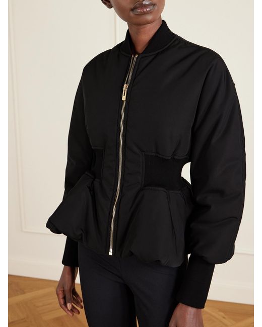 Alaïa Black Peplum Shell Bomber Jacket