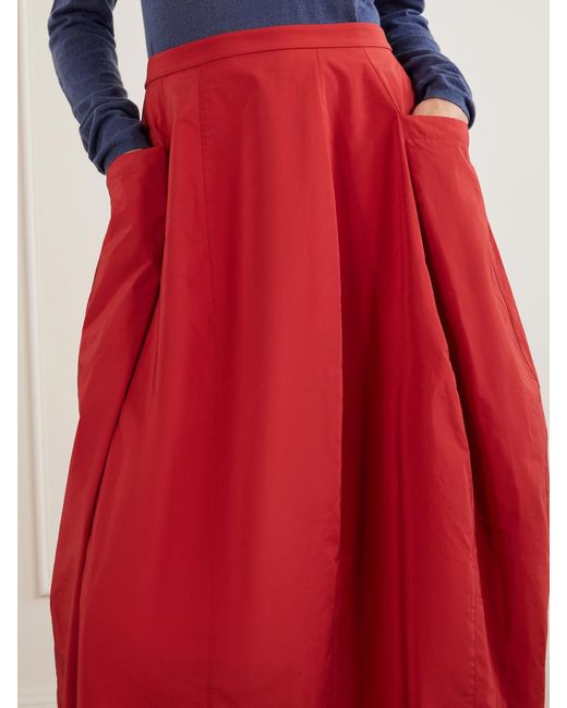 Tibi Red Lantern Paneled Shell Skirt