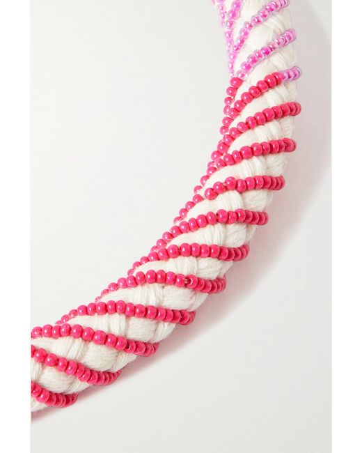 Isabel Marant Pink Tekoa Beaded Braided Cotton Necklace