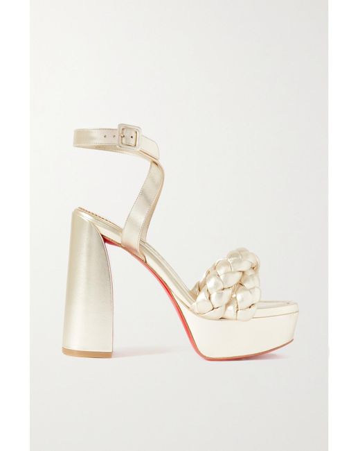 Christian Louboutin Movida Brio 130 Braided Metallic Leather Platform Sandals | Lyst