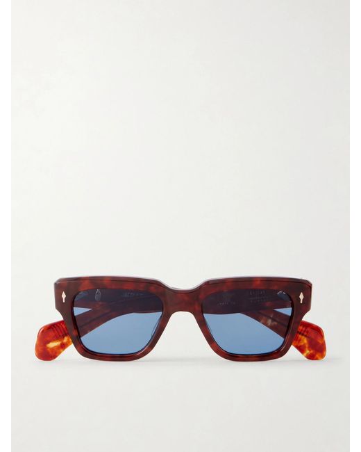 Jacques Marie Mage Red Fellini Square-Frame Tortoiseshell Acetate Sunglasses