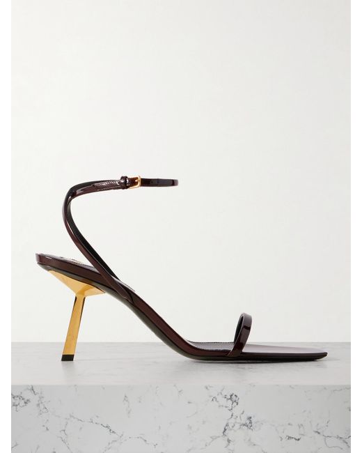 Saint Laurent White Lee Sandalen Aus Lackleder
