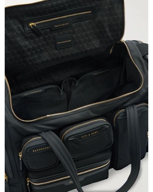 Anya Hindmarch Black Gym Leather-Trimmed Econyl Tote