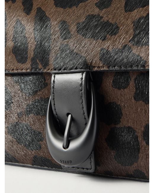 Staud Multicolor Harlow Buckled Leopard-Print Calf Hair Shoulder Bag