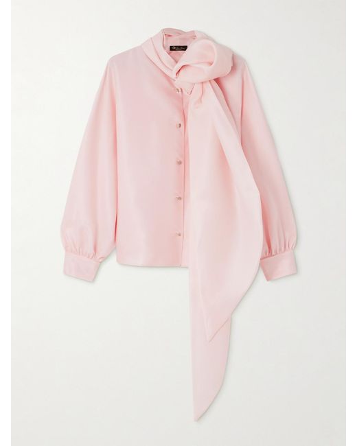 Loro Piana Pink Patricia Tie-Neck Silk-Organdy Blouse