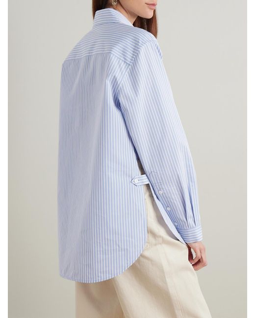 Proenza Schouler Blue Hunter Striped Cotton And Silk-Blend Poplin Shirt