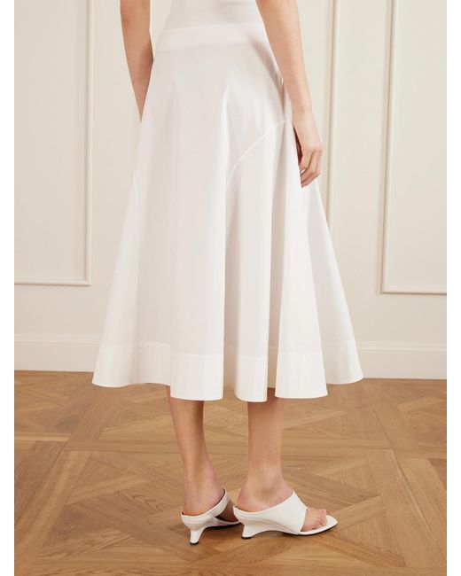 Khaite White Artin Paneled Cotton-Poplin Midi Skirt