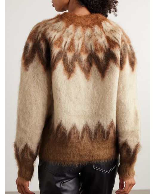 Isabel Marant Brown Natania Gebürsteter Strickpullover Mit Fair-Isle-Intarsienmuster