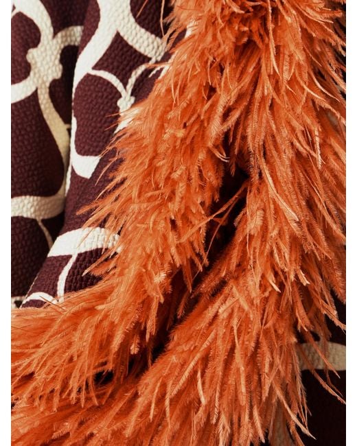 Borgo De Nor White Brunetta Feather-Trimmed Cotton-Blend Jacquard Maxi Dress