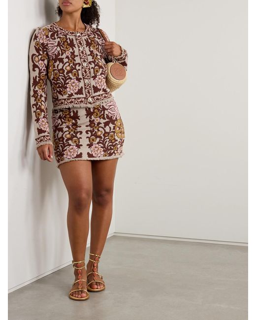 Cara Cara Multicolor Livi Frayed Wool And Cotton-Blend Jacquard-Knit Cardigan