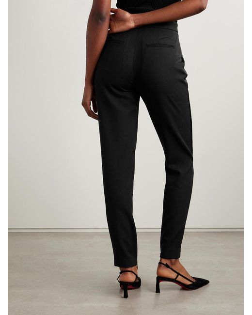 Balmain Black Satin-Trimmed Wool Straight-Leg Pants