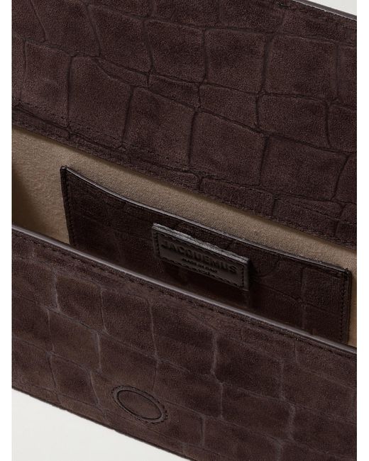 Jacquemus Brown The Bambino Large Croc-Effect Suede Tote