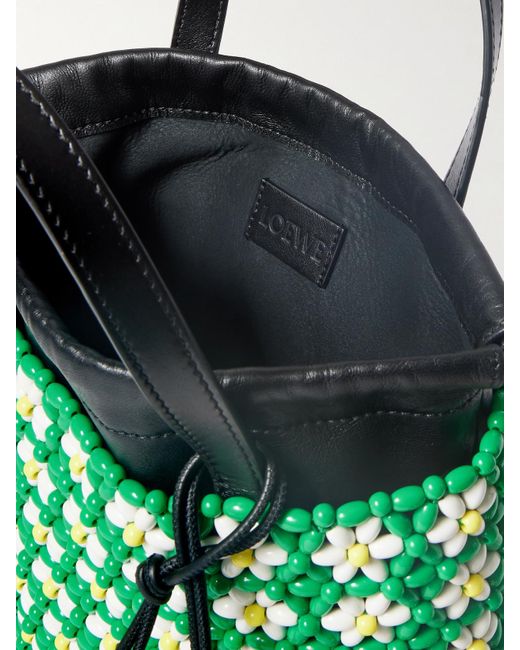 Loewe Green Paula's Ibiza Beaded Leather Tote