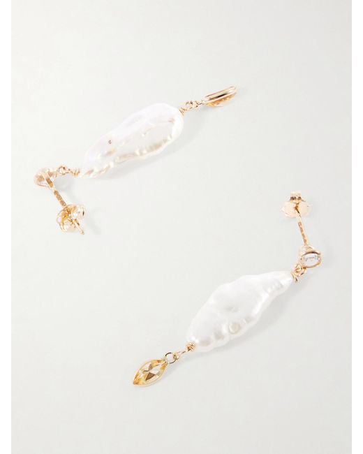 Loren Stewart Natural Marisol 14-Karat, Citrine, Sapphire And Pearl Earrings