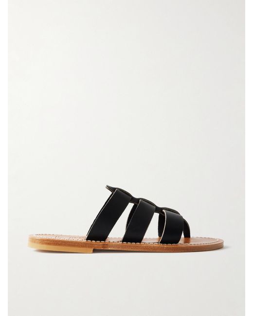 K. Jacques Black Dolon Pantoletten Aus Leder Mit Cut-Outs