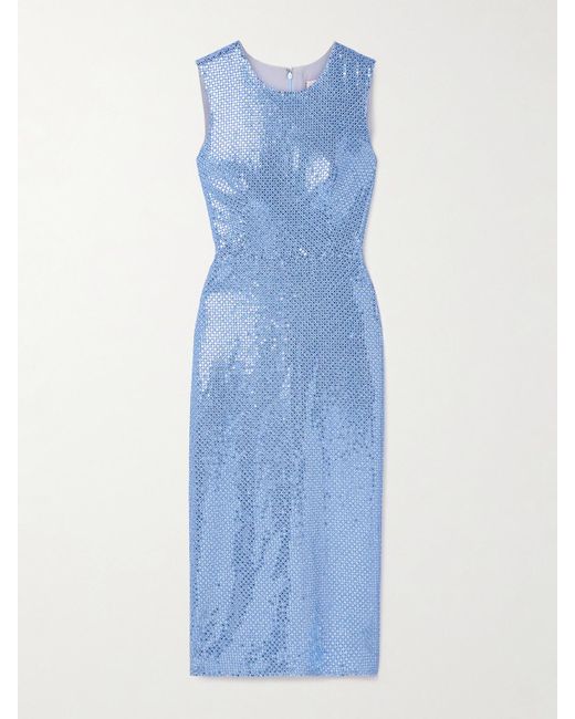 Carolina Herrera Blue Midikleid Aus Crêpe Mit Verzierungen