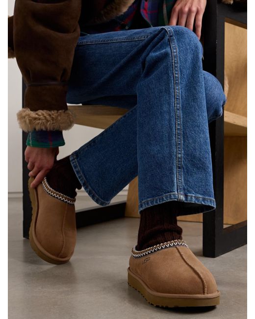 Ugg Brown Tasman Slippers Aus Shearling Mit Stickereien