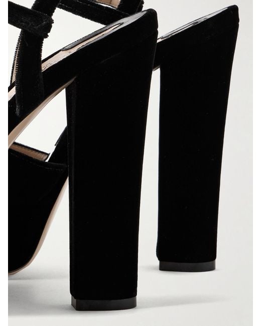 Tom Ford Black Brigitte Bow-Embellished Velvet Platform Sandals