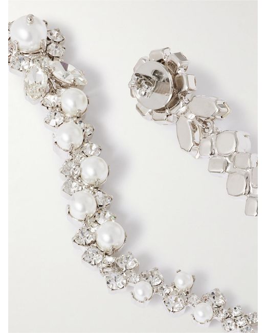 Simone Rocha White Drip-Tone Crystal And Pearl-Like Earrings