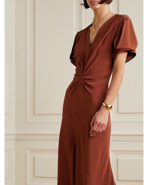 Victoria Beckham Gathered Jersey Midi Dress