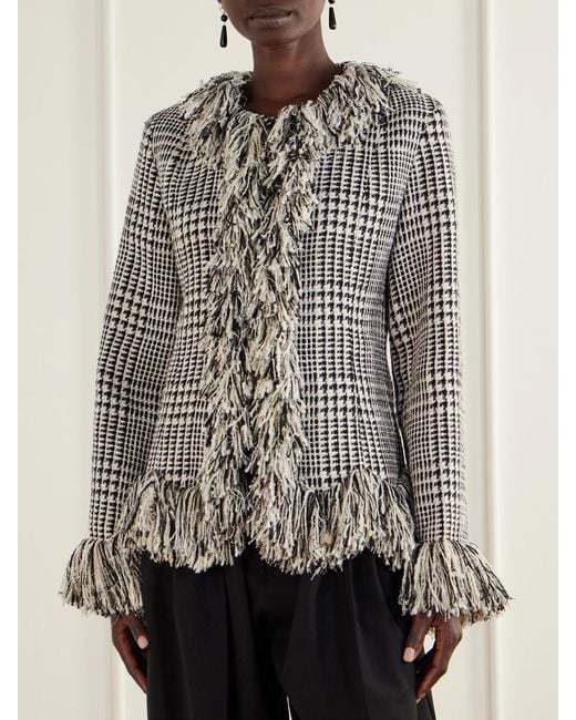 LIBEROWE Black Banker Fringed Cotton-Blend Tweed Jacket