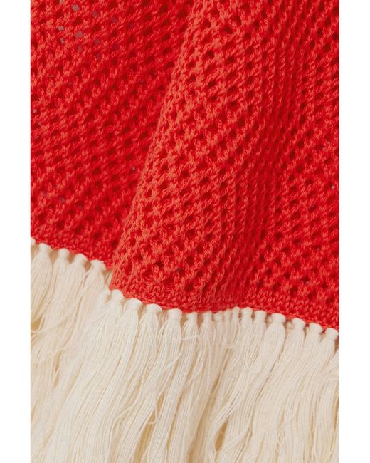 Escvdo Red Net Sustain Carisa Schlaghose Aus Baumwolle Mit Fransen