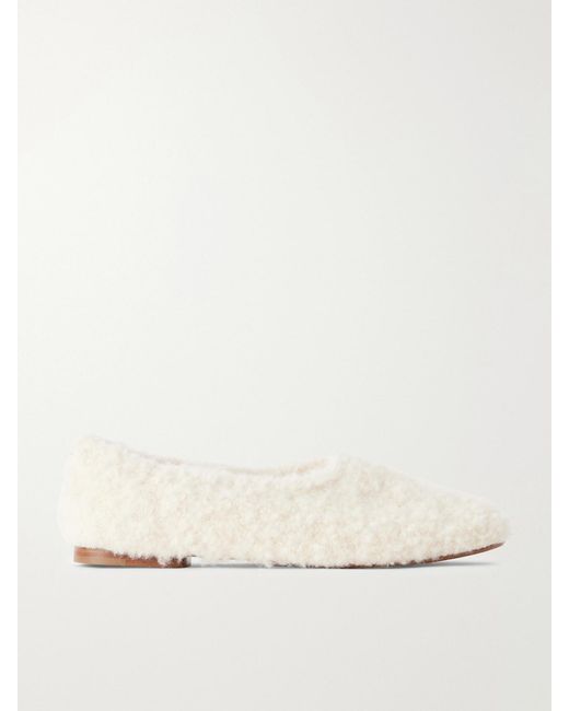 Gabriela Hearst Natural Fleur Leather-Trimmed Shearling Ballet Flats