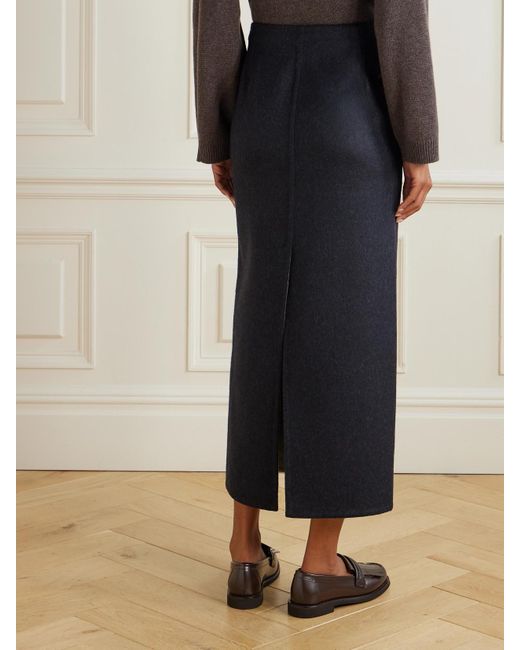 Brunello Cucinelli Blue Wool Midi Skirt