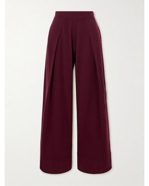 Brunello Cucinelli Purple Pleated Wool, Cashmere And Silk-Blend Wide-Leg Pants