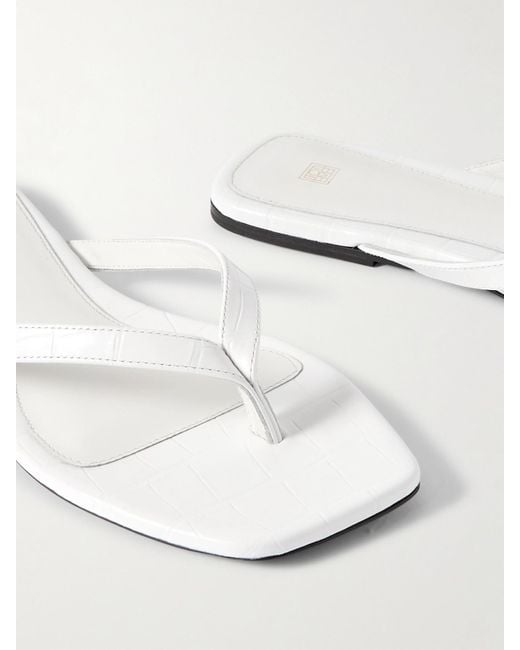 Totême  Natural Croc-Effect Leather Flip Flops